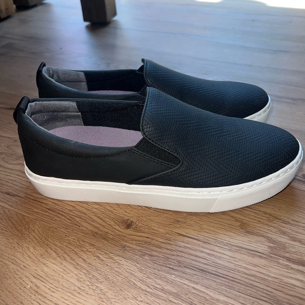 Dr. Scholl's Black Slip-On Sneakers with White Sole